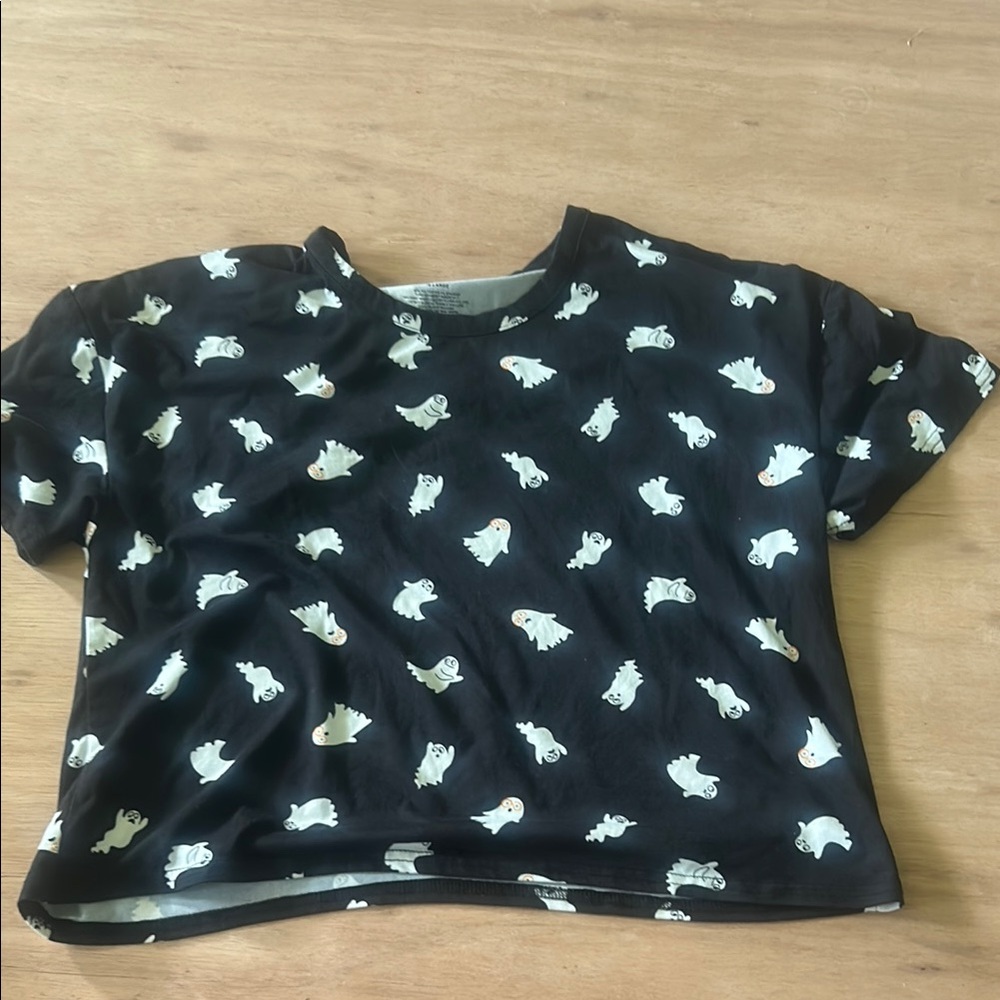 Black Ghost Print T-Shirt